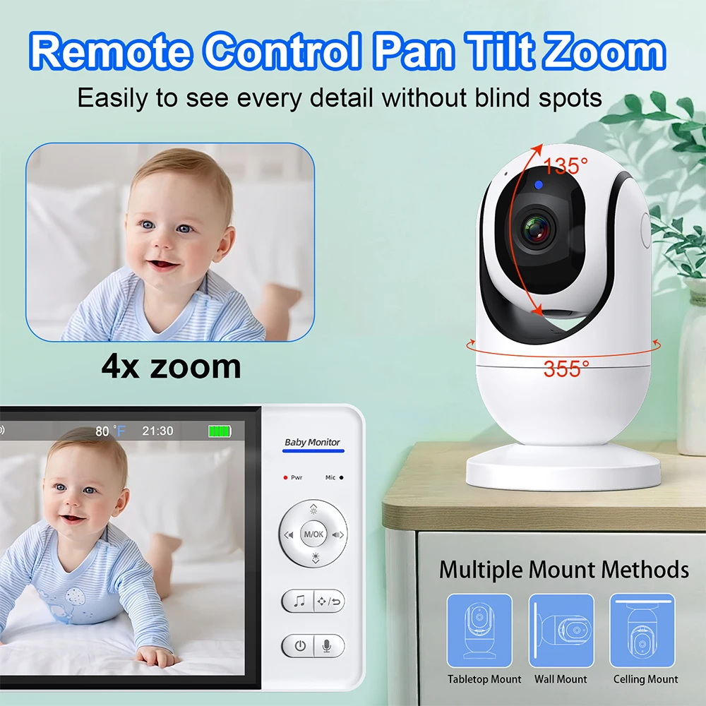 7.0 ''فيديو مراقبة الطفل 720P  - مراجعة Zoom Audio Music وسعره