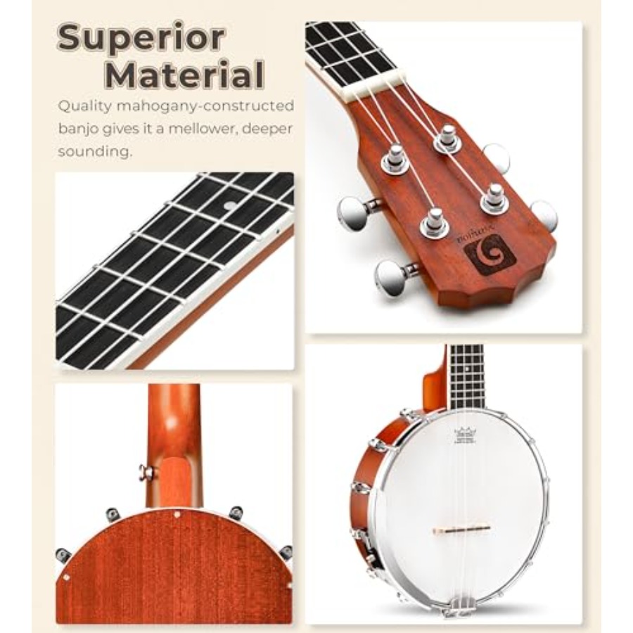 بانجولي 23 بوصة مع رأس REMO فا - مراجعة Ukulele Beginner Kit وسعره